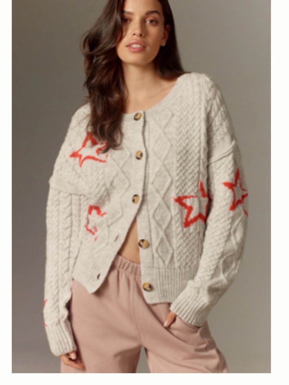 MAEVE GRAPHIC INTARSIA CARDIGAN SWEATER